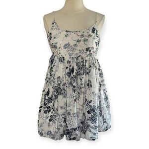 NWT CHAUDRY KC Black & White Cotton Mini Dress Sequin Details, Large